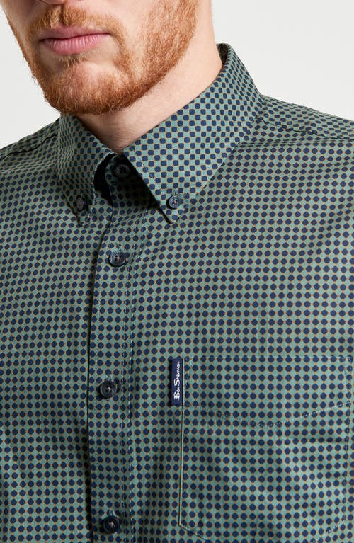 Ben Sherman Geo Print Short Sleeve Organic Cotton Button-down Shirt In Multi