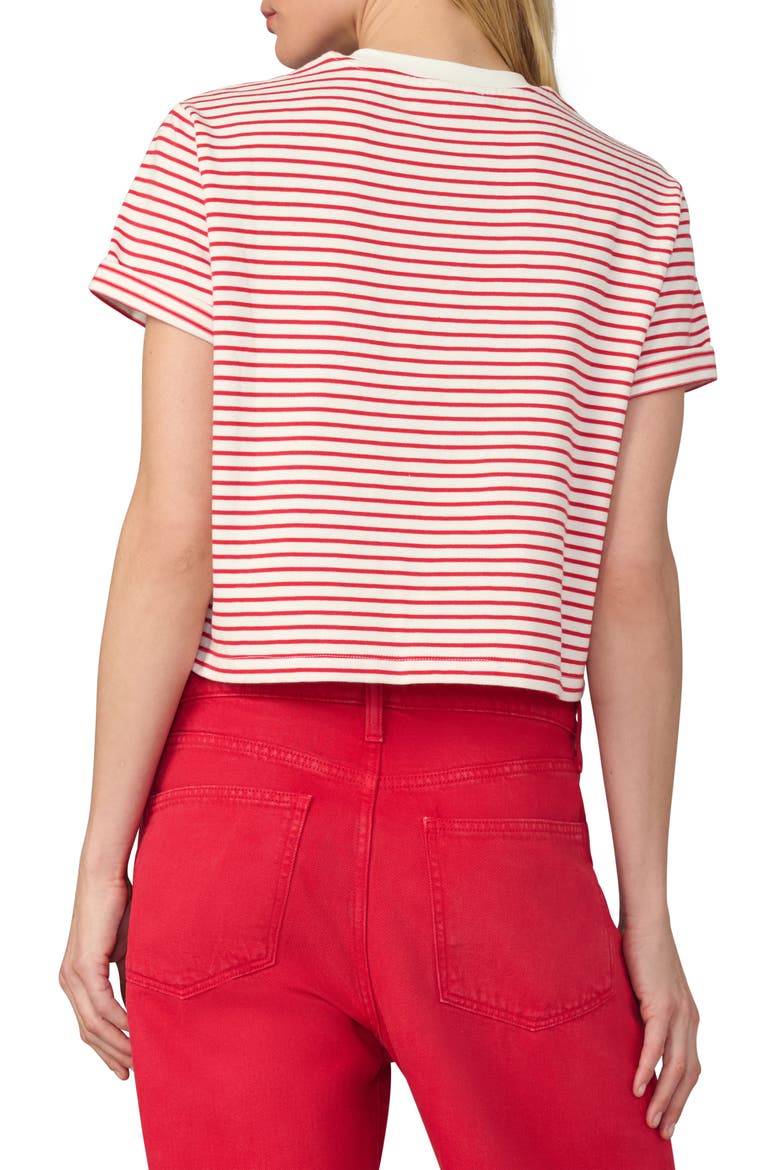 The Boxy Crop T-Shirt, Alternate, color, WHITE/ CHERRY RED STRIPE
