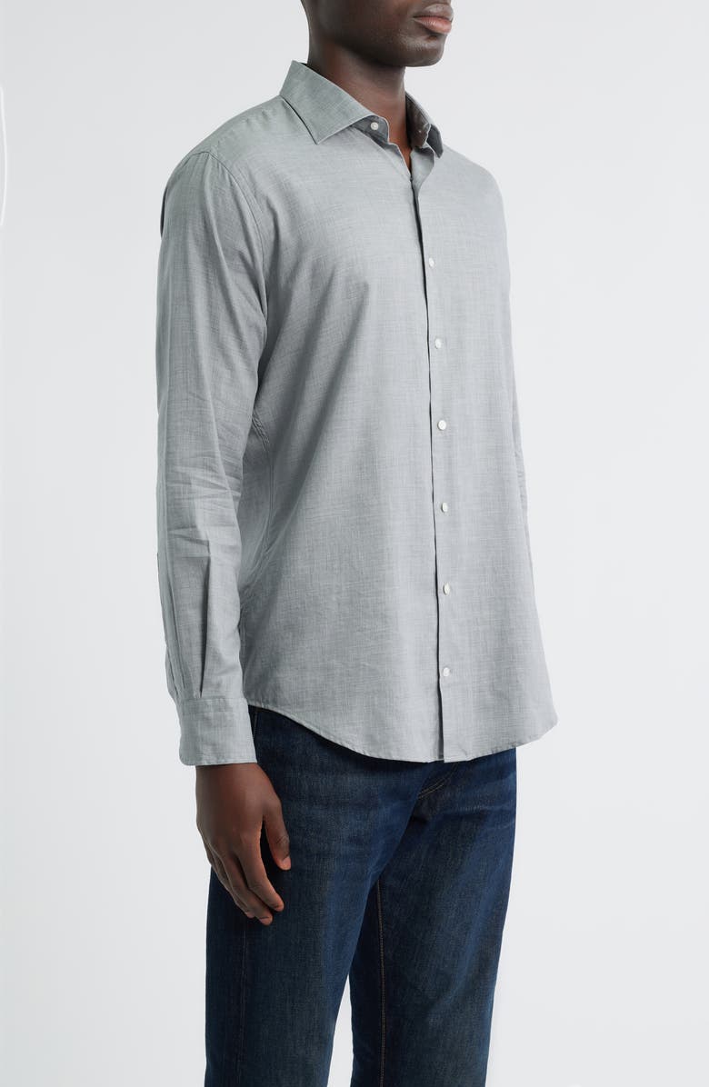 Peter Millar Highlands Soft Twill Button-Up Shirt, Alternate, color, Gale Grey