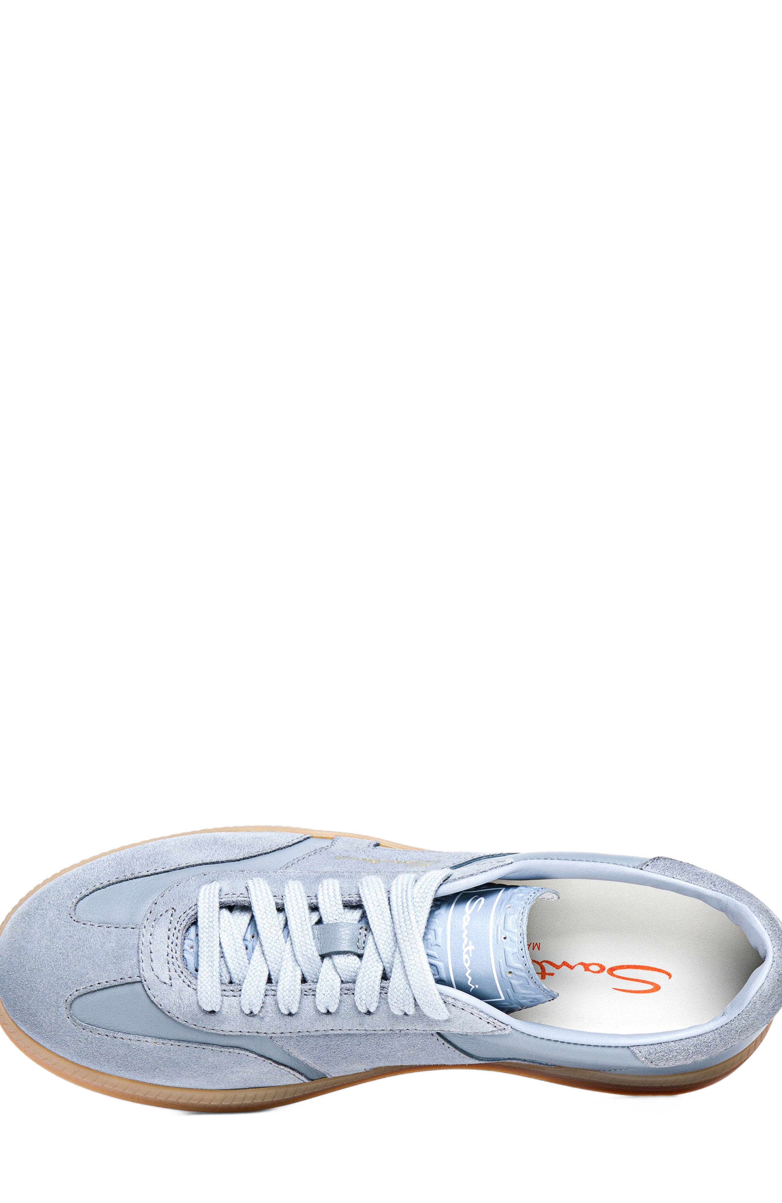 Santoni Women's DBS Oly sneaker, Alternate, color, Light Blue