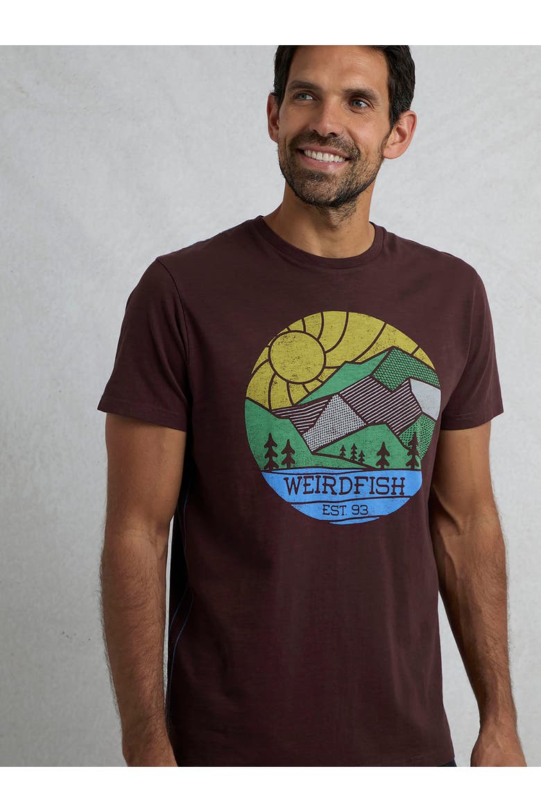 Foothills Front Print T-Shirt, Main, color, Mulled Wine