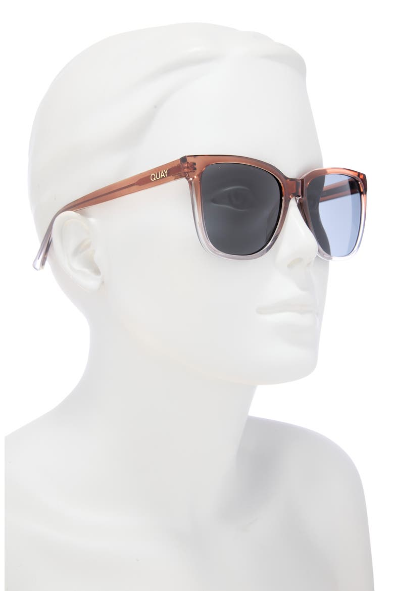 Wired 56mm Square Sunglasses, Alternate, color, TAN CLEAR/ SMOKE LENS
