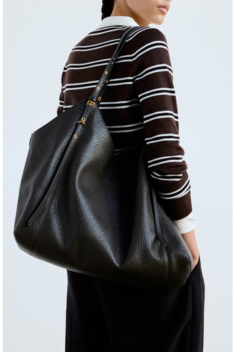Striped Polo Collar Sweater, Alternate, color, CHOCOLATE