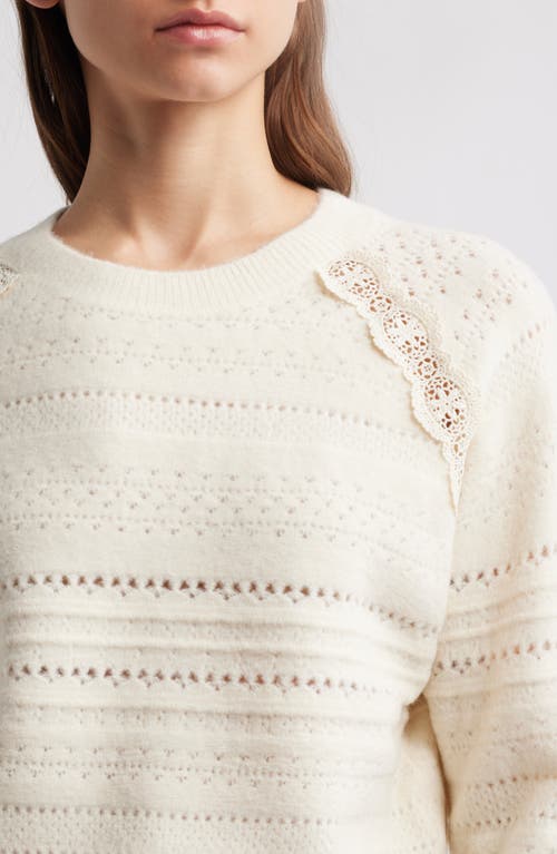 TREASURE & BOND TREASURE & BOND LACE TRIM OPEN STITCH SWEATER 