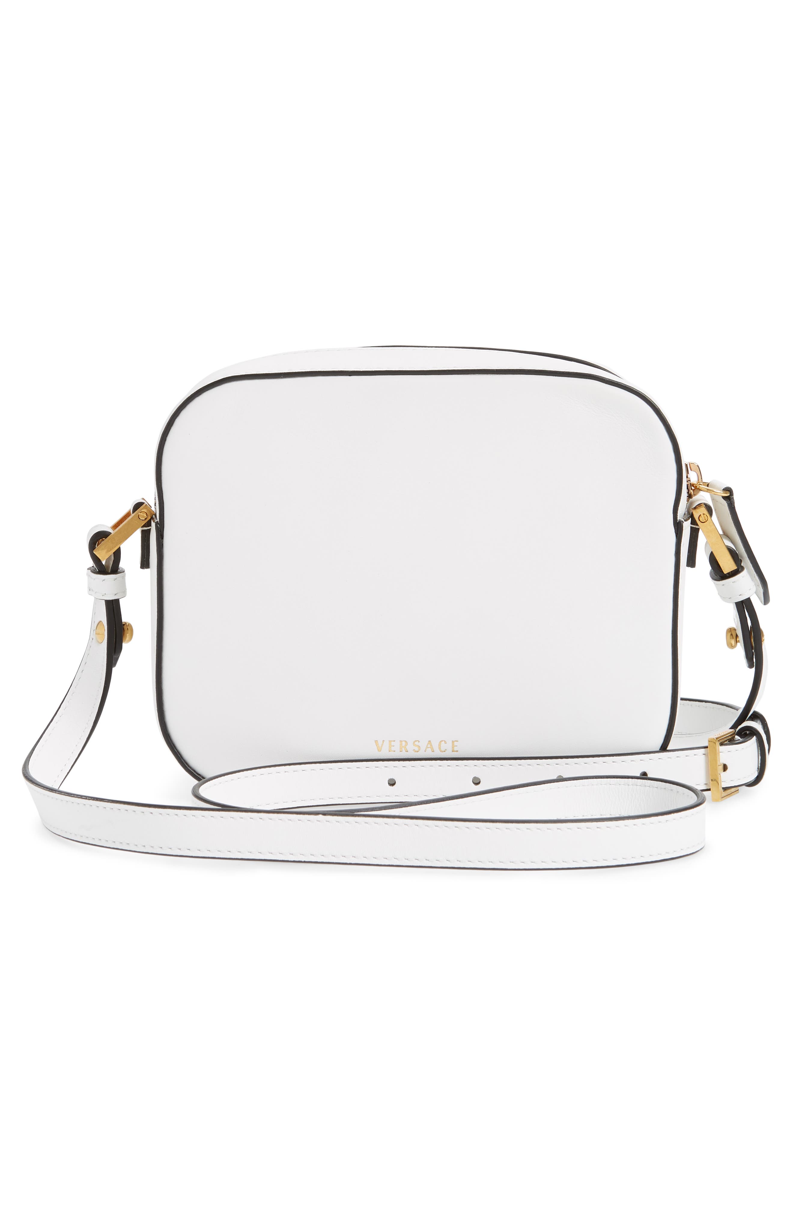 Mini Virtus Leather Shoulder Bag, Alternate, color, OPTICAL WHITE/ TRIBUTE GOLD