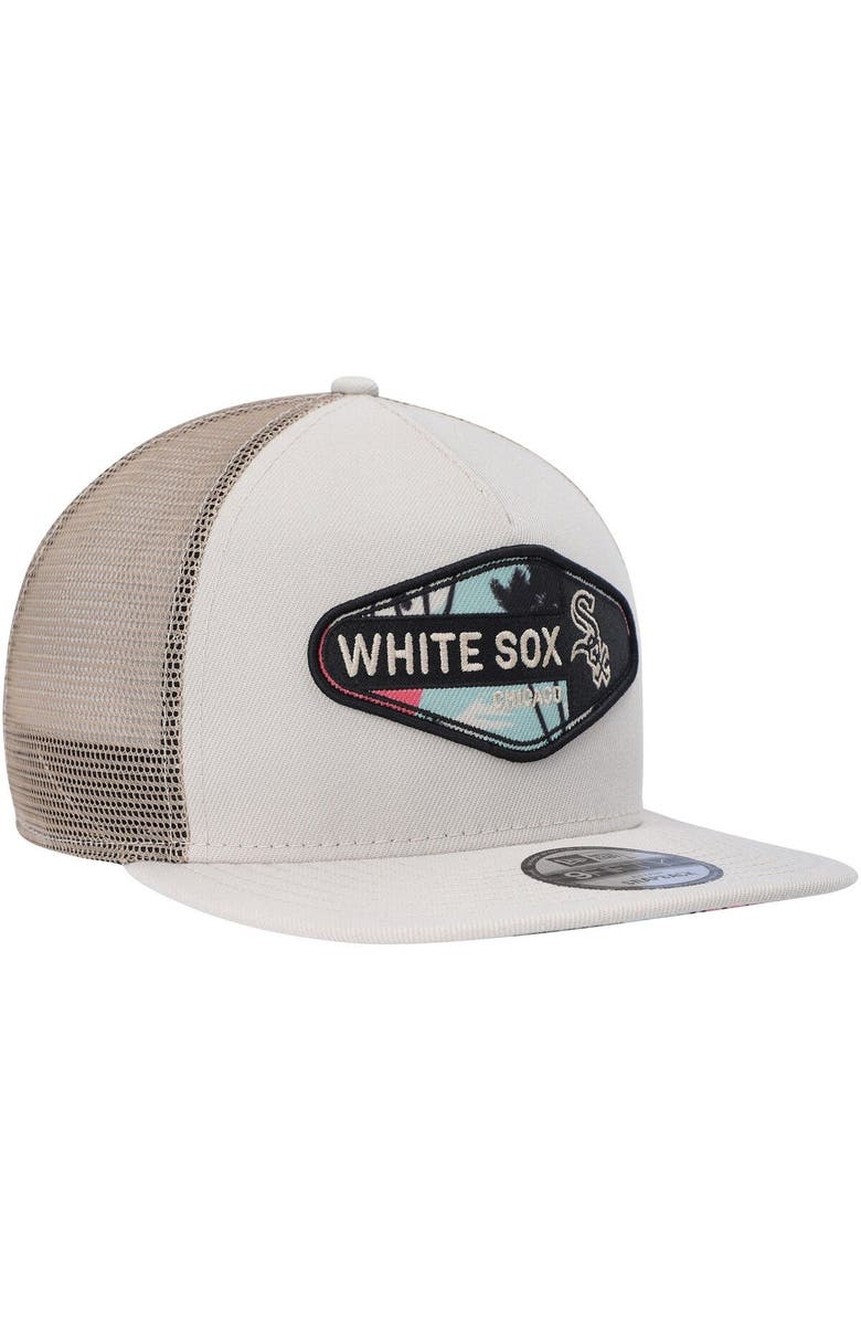 New Era Men's New Era Natural Chicago White Sox Retro Beachin' Patch A-Frame Trucker 9FIFTY Snapback Hat, Alternate, color, Natural