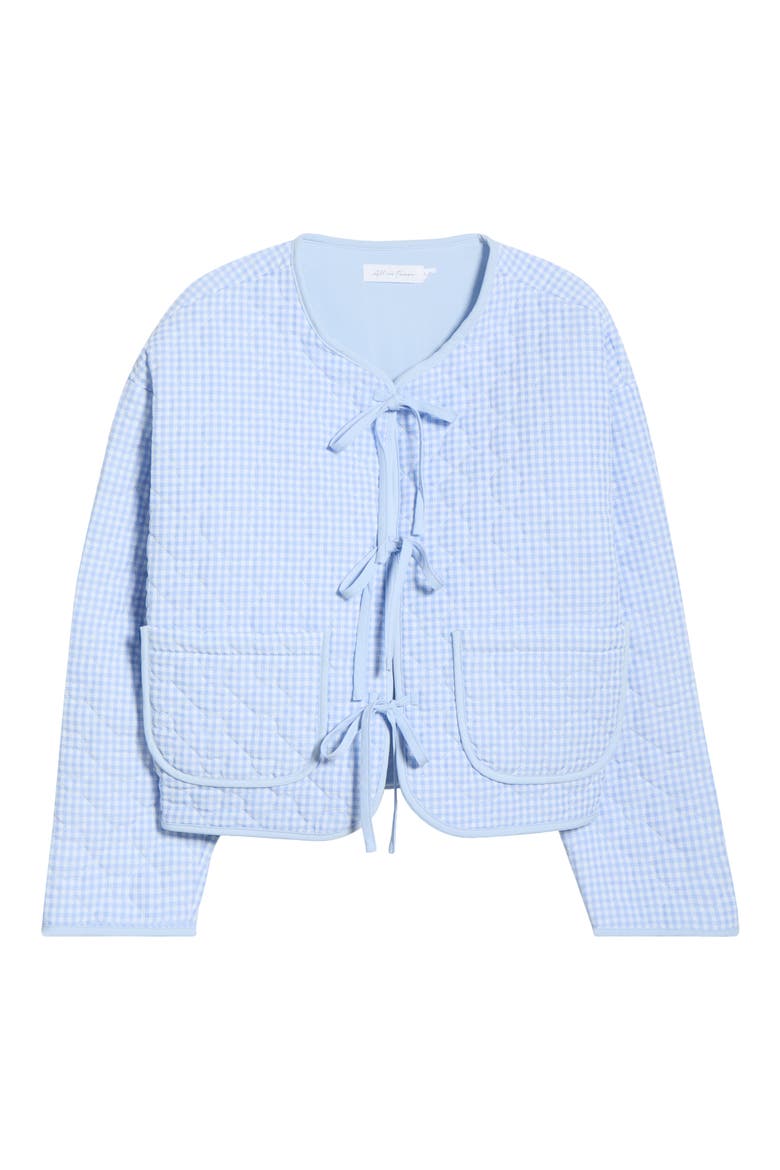 Gingham Tie Front Quilted Jacket, Alternate, color, LIGHT BLUE GINGHAM