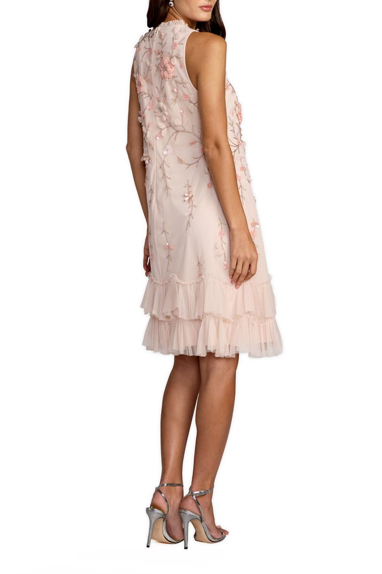 Embellished Ruffle Tiered High Neck Floral Dress, Alternate, color, Peach
