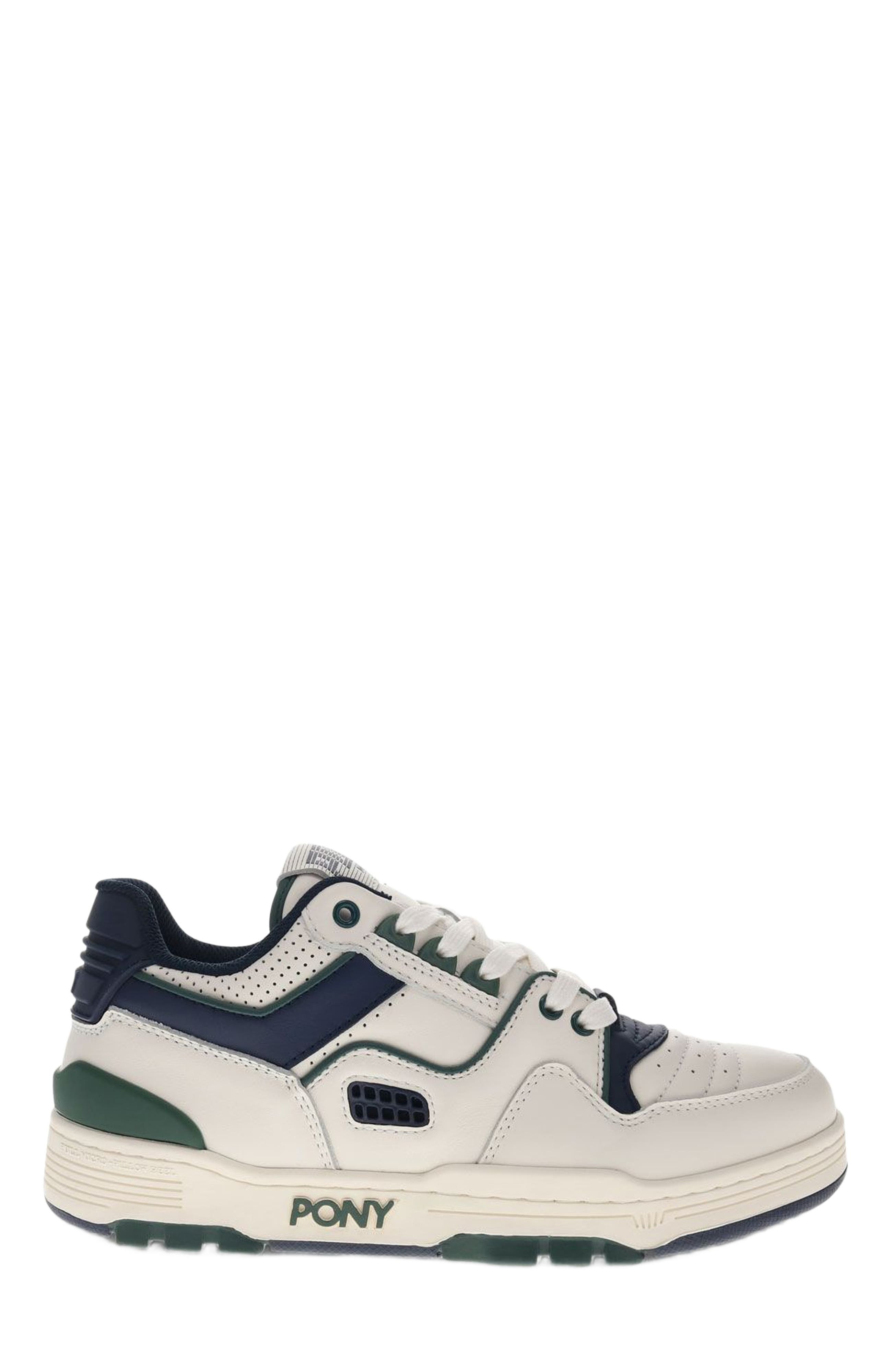 PONY M100 Low Archive Sneakers, Alternate, color, Snow White/Navy/Green