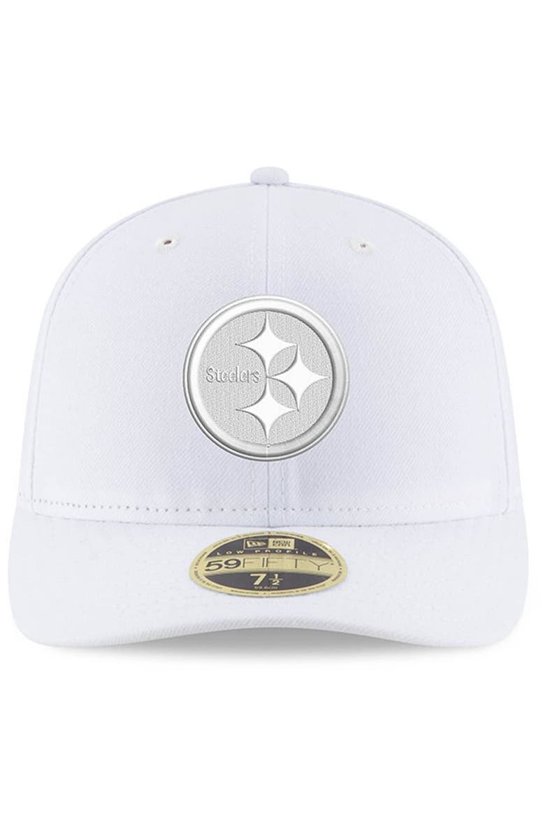 New Era Men's New Era Pittsburgh Steelers White on White Low Profile 59FIFTY Fitted Hat, Alternate, color, 