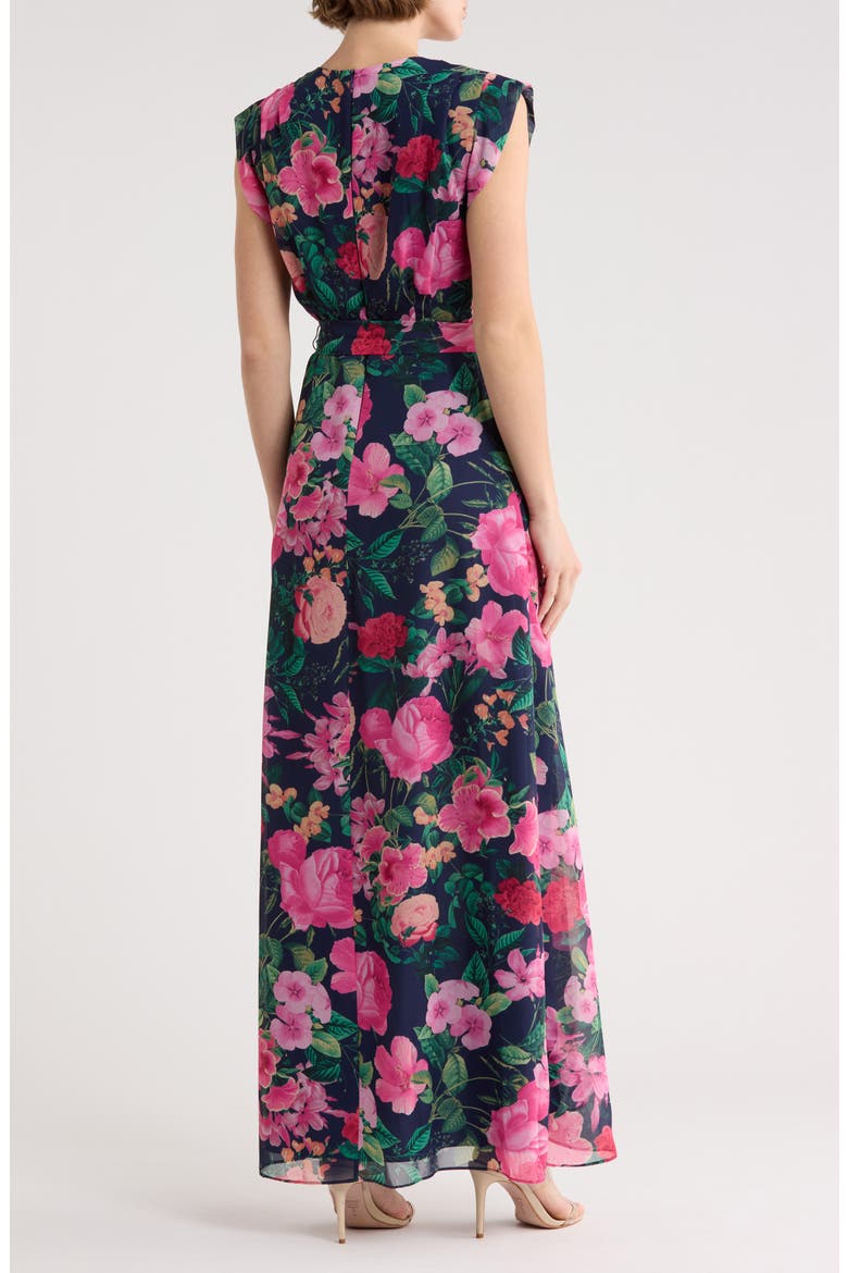 Obi Floral Cap Sleeve High-Low Maxi Dress, Alternate, color, NAVY MULTI