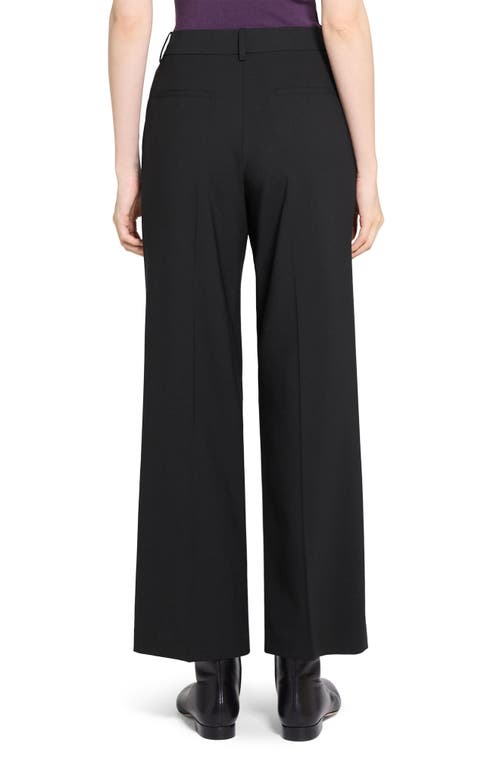 Theory Stretch Wool Wide Leg Pants In Black