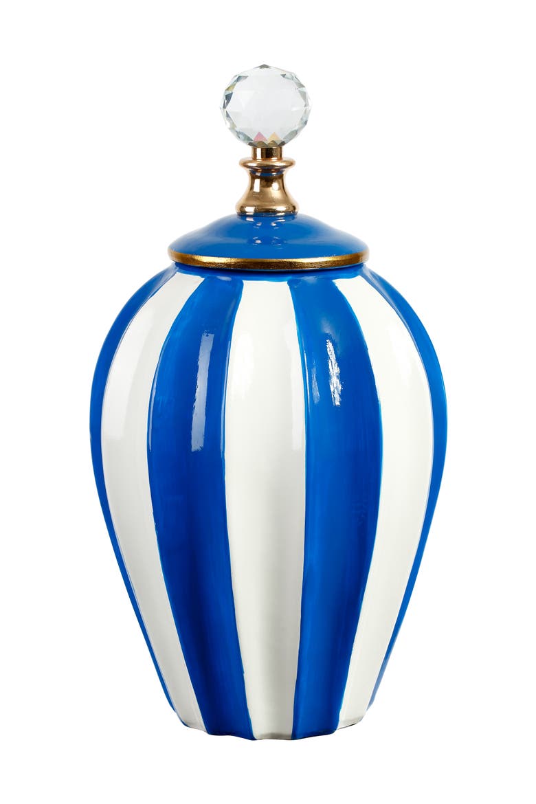 Classis Stripe Vase with Lid, Large, Main, color, Royal Blue