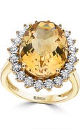 EFFY 14K Yellow Gold Diamond & Citrine Sunburst Ring