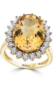 EFFY 14K Yellow Gold Diamond & Citrine Sunburst Ring