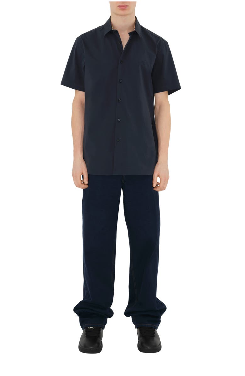 Burberry Slim Fit Stretch Cotton Shirt, Main, color, Navy