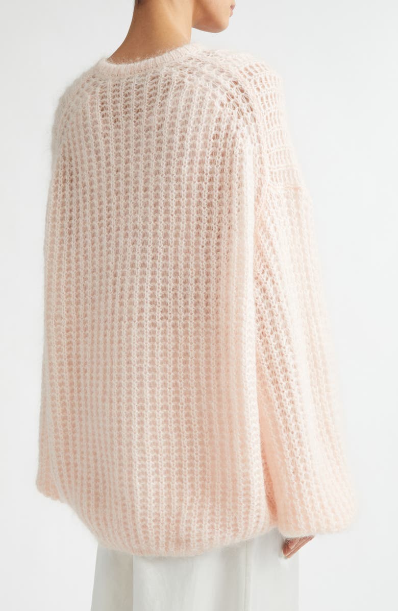 TOTEME Puffed Wool & Mohair Open Stitch Sweater, Alternate, color, Bloom