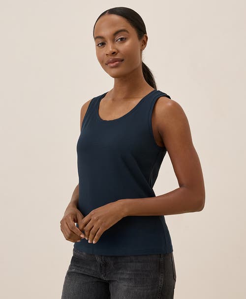 Pact Organic Cotton Luxe Stretch Jersey Slim Tank In Midnight Blue