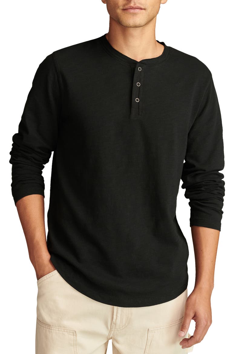 Weekend Long Sleeve Slubbed Henley, Main, color, JET BLACK