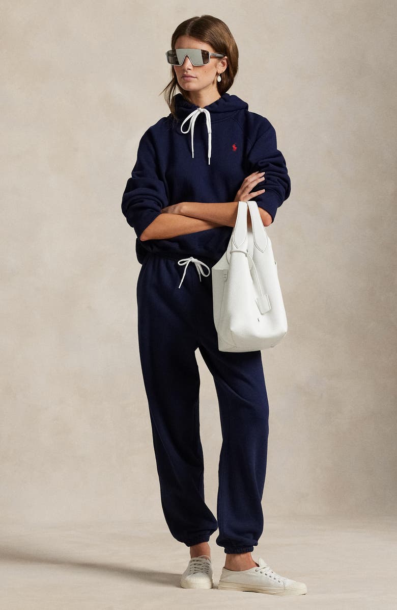 Polo Ralph Lauren Arctic Fleece Shrunken Fit Hoodie, Alternate, color, Cruise Navy