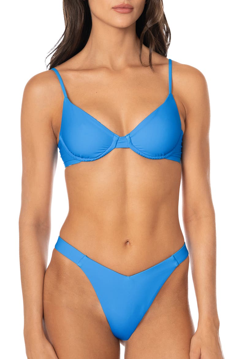 Blue Dainty Reversible Underwire Bikini Top, Alternate, color, BLUE