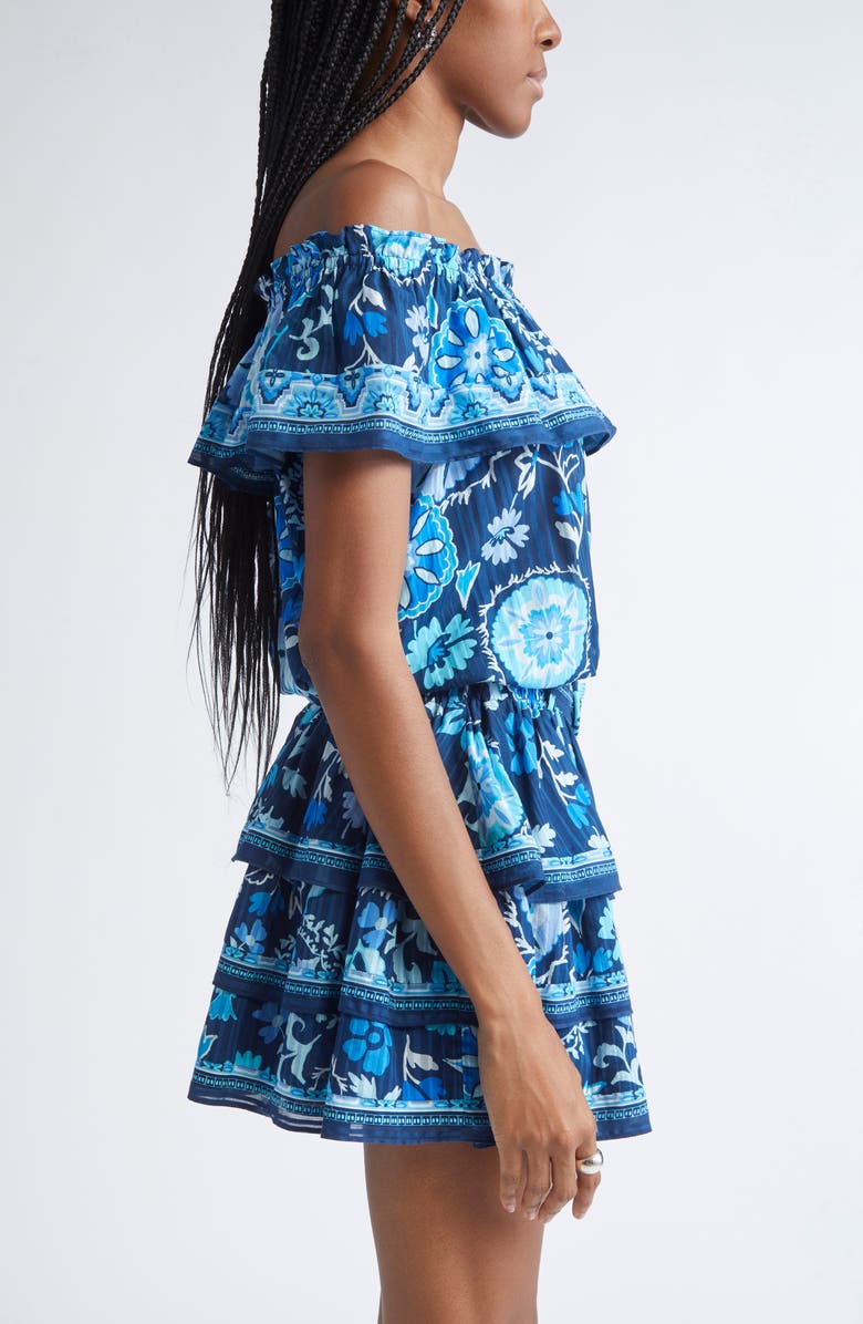 Ramy Brook Maia Off the Shoulder Ruffle Top, Alternate, color, Spring Navy Maya Combo