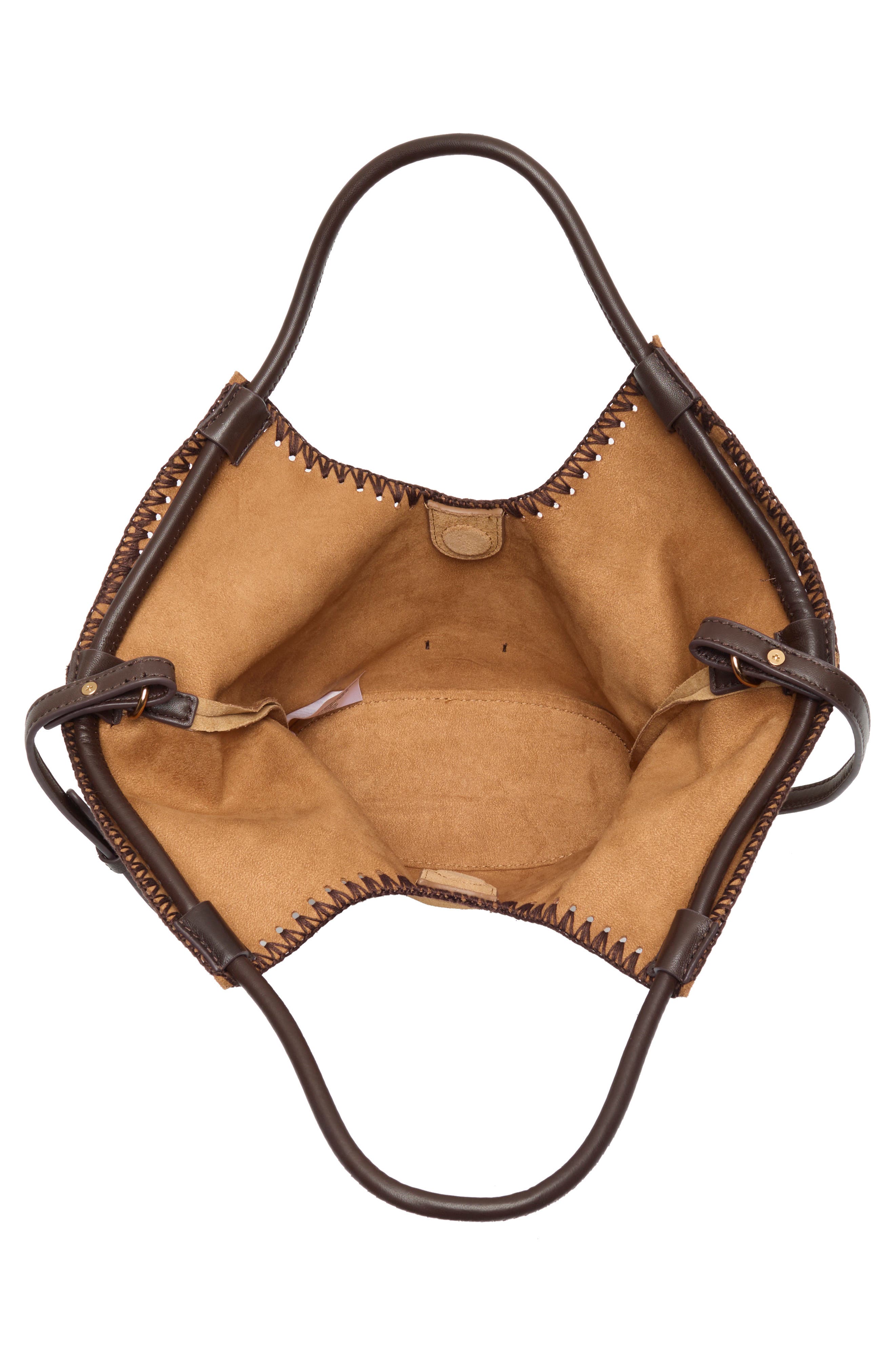 Lynn Whipstitch Suede Tote Bag, Alternate, color, CARAMEL