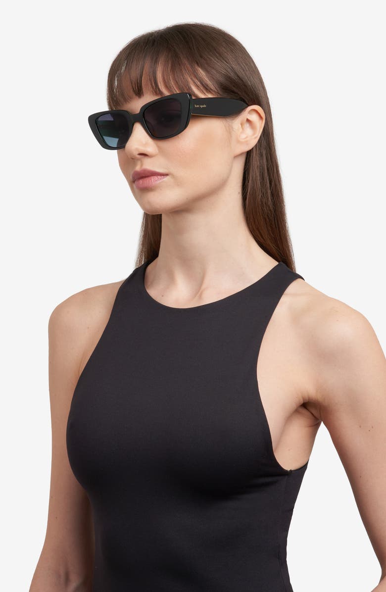 Kate Spade 51mm fabia cat eye sunglasses, Alternate, color, Black Green