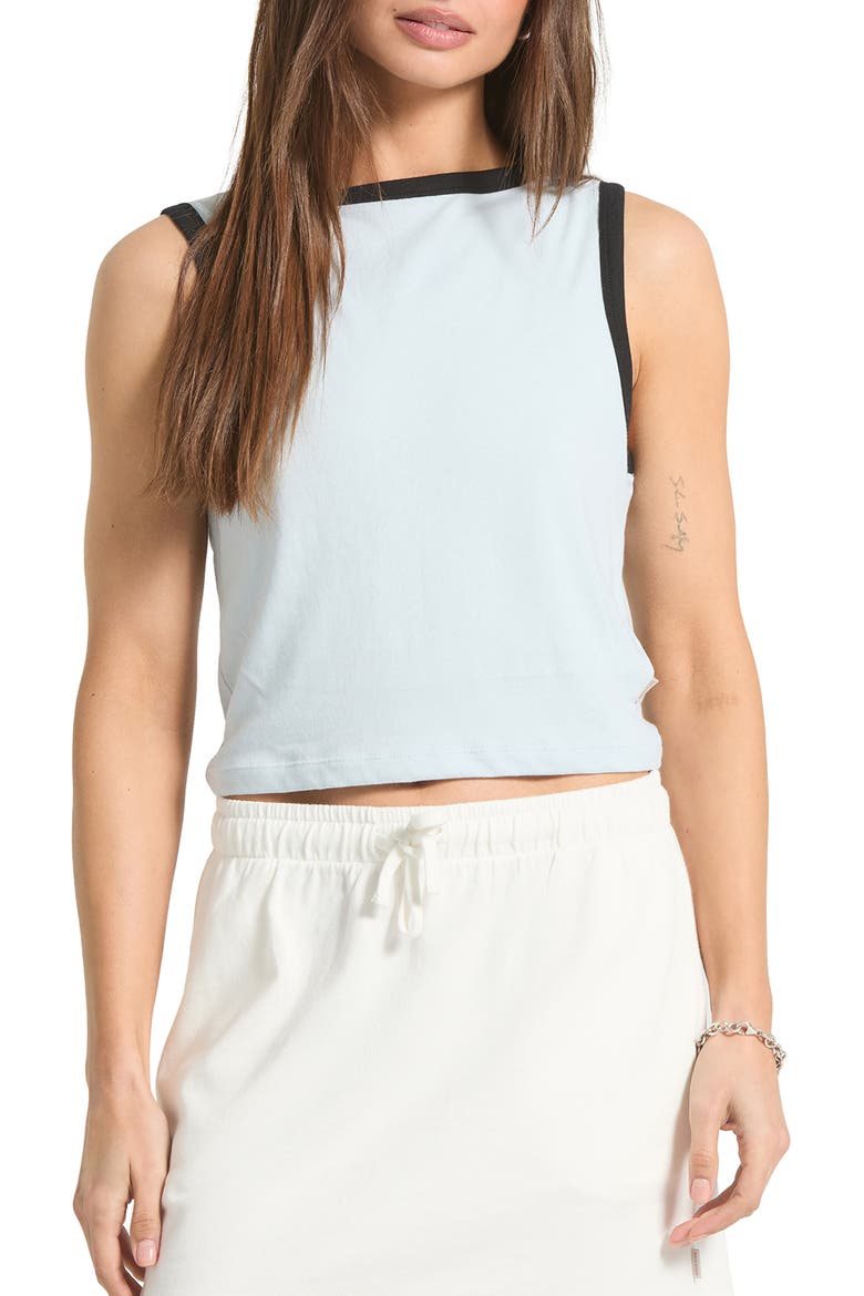 Garment Dye Crop Ringer Tank, Main, color, BLUE AURA
