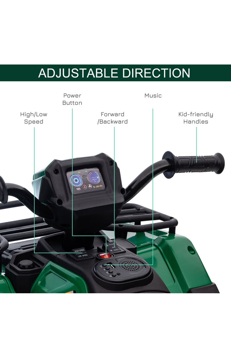Aosom 12V Kids ATV 4 Wheeler with AUX, USB, Wear-Resistant Tread, Alternate, color, Green