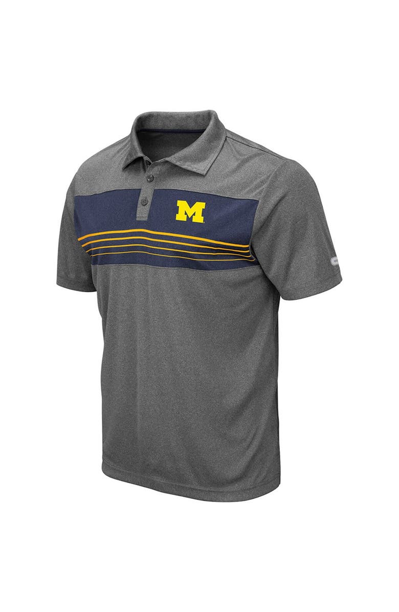 COLOSSEUM Men's Colosseum Heathered Charcoal Michigan Wolverines Smithers Polo, Alternate, color, 