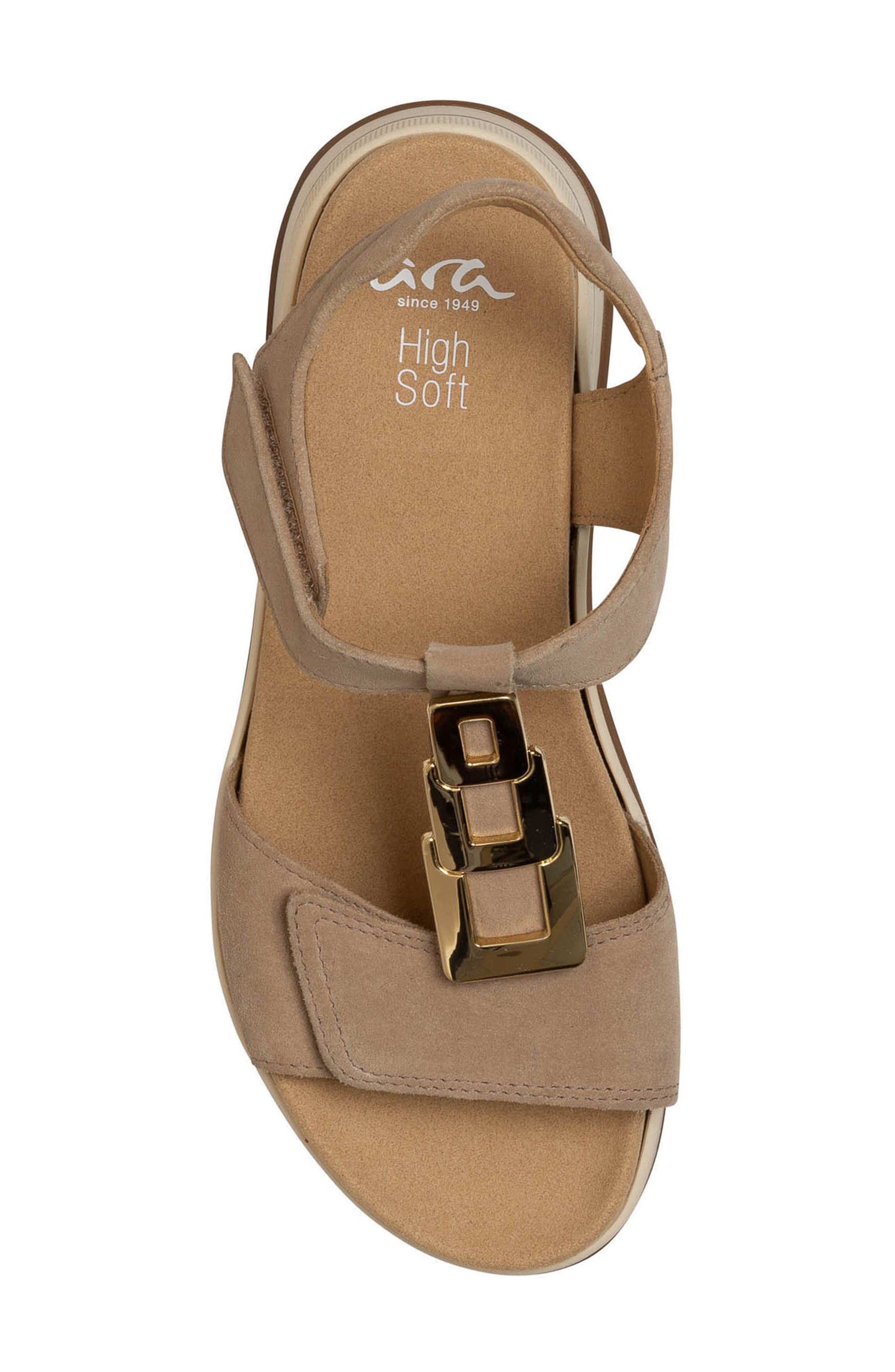 ara Oregon 2.0 T-Strap Wedge Sandal, Alternate, color, Sand