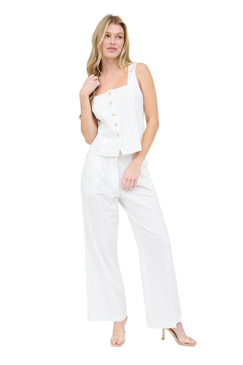Pinstripe Fitted Button-Up Tank, Alternate, color, IVORY