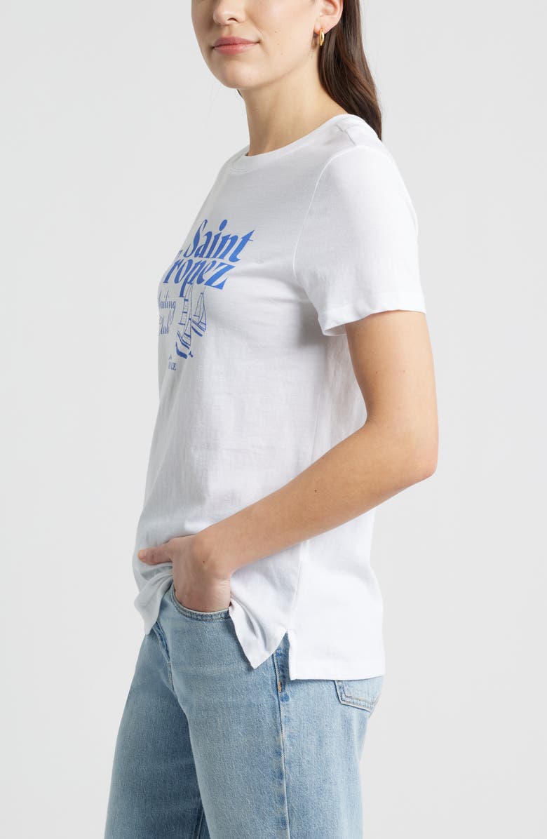 Caslon<sup>®</sup> Saint Tropez Cotton Graphic T-Shirt, Alternate, color, White Sailboat Tropez