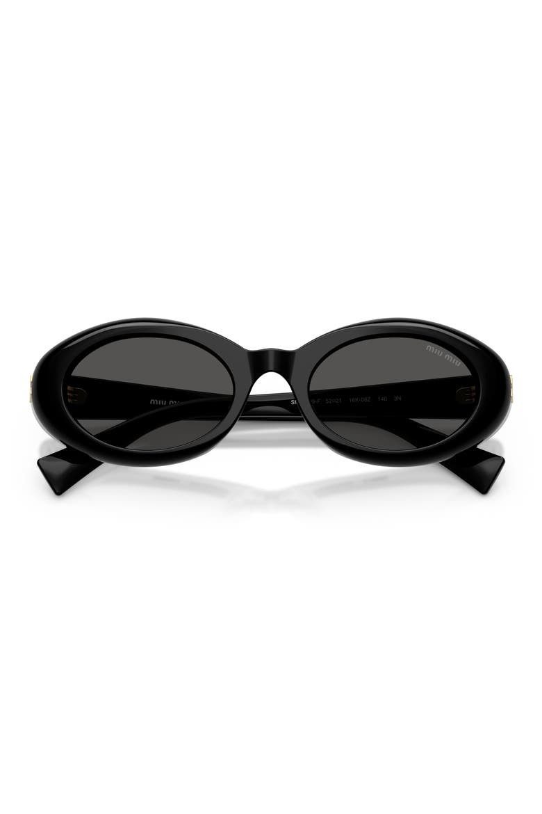 52mm Oval Sunglasses, Alternate, color, BLACK / DARK GREY