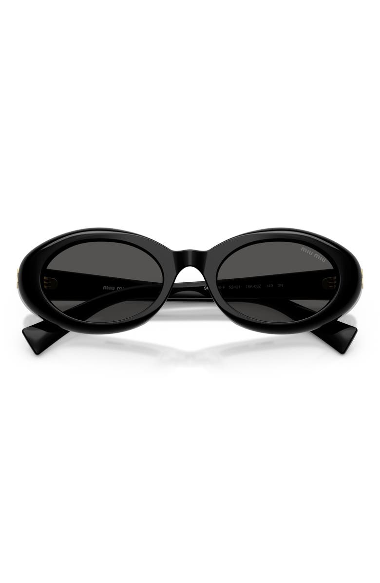 Miu Miu 52mm Oval Sunglasses, Alternate, color, Black / Dark Grey