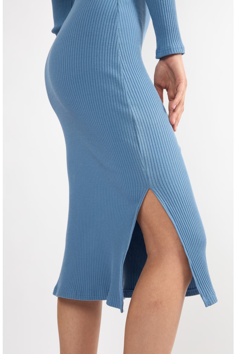 She's The Boss Long Sleeve Cotton Blend Rib Sweater Dress, Alternate, color, BLUE