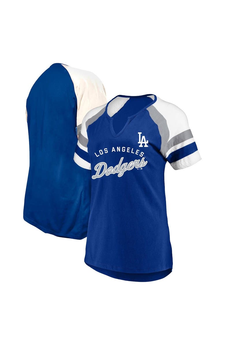PROFILE Women's Profile  Royal Los Angeles Dodgers Arched Notch Neck T-Shirt, Main, color, 