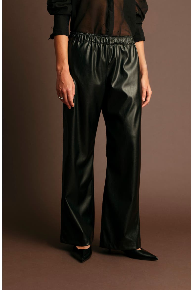 Dante Wide Leg Faux Leather Pants, Alternate, color, BLACK