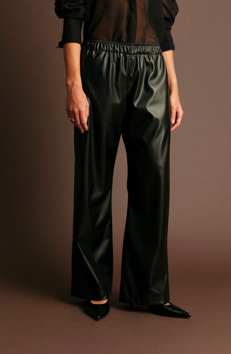 DELUC Dante Wide Leg Faux Leather Pants, Alternate, color, Black