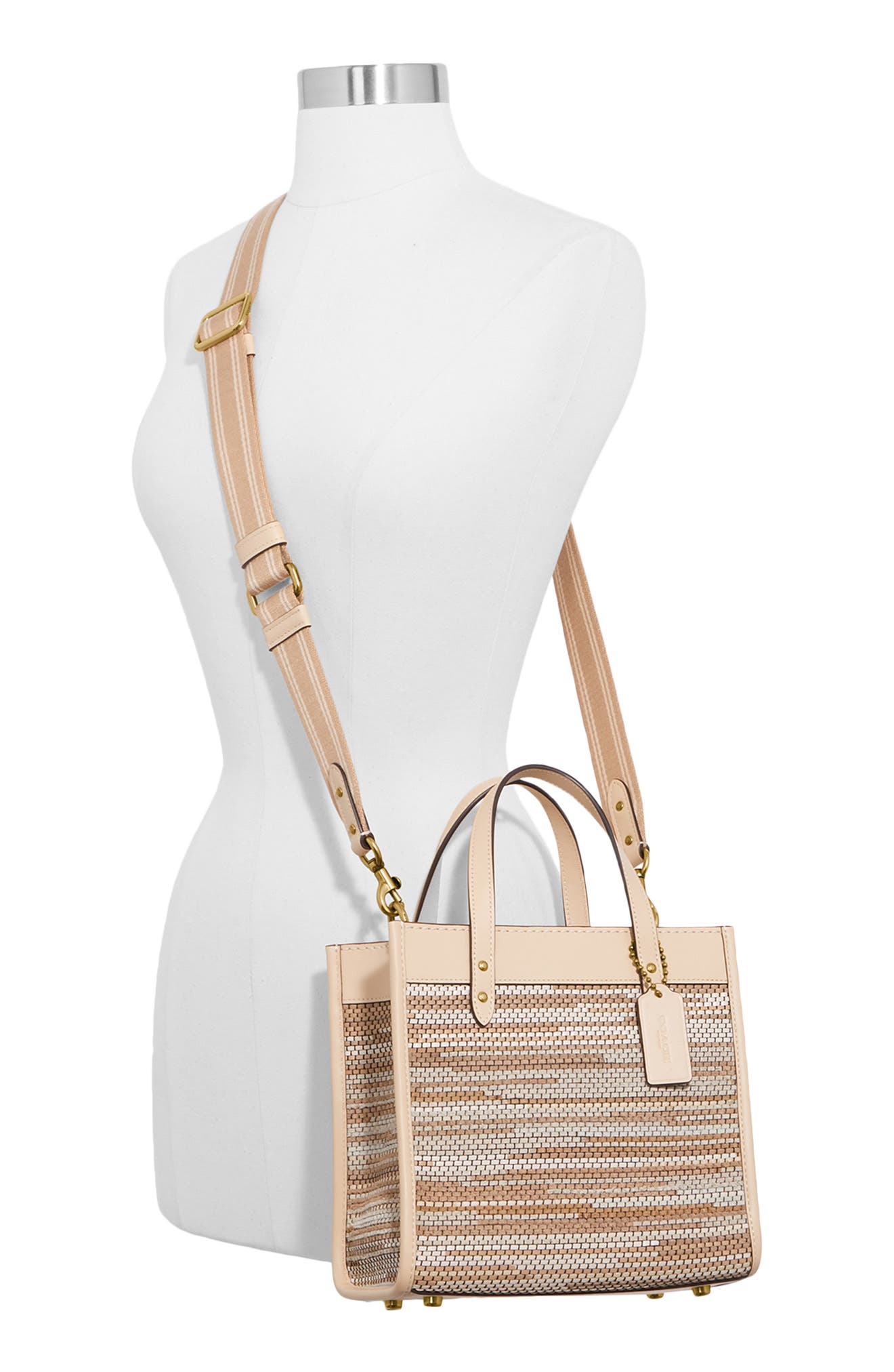 COACH Field Upcycled Woven Leather Tote, Alternate, color, 