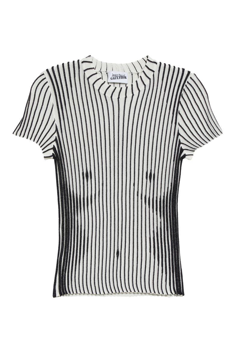 Body Morph Trompe l'Oeil Rib Sweater, Alternate, color, WHITE/ NAVY