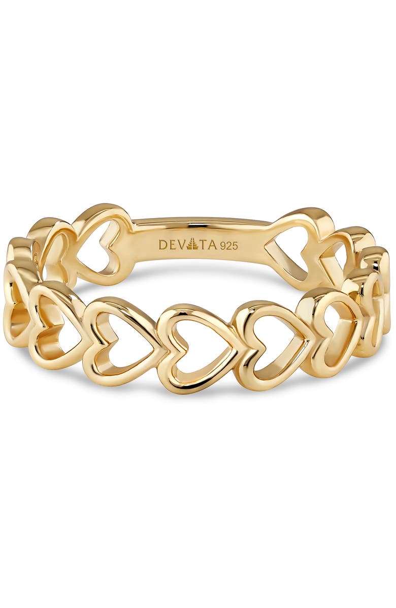 DEVATA Open Heart Ring in Gold Plated Sterling Silver, Main, color, Yellow Gold