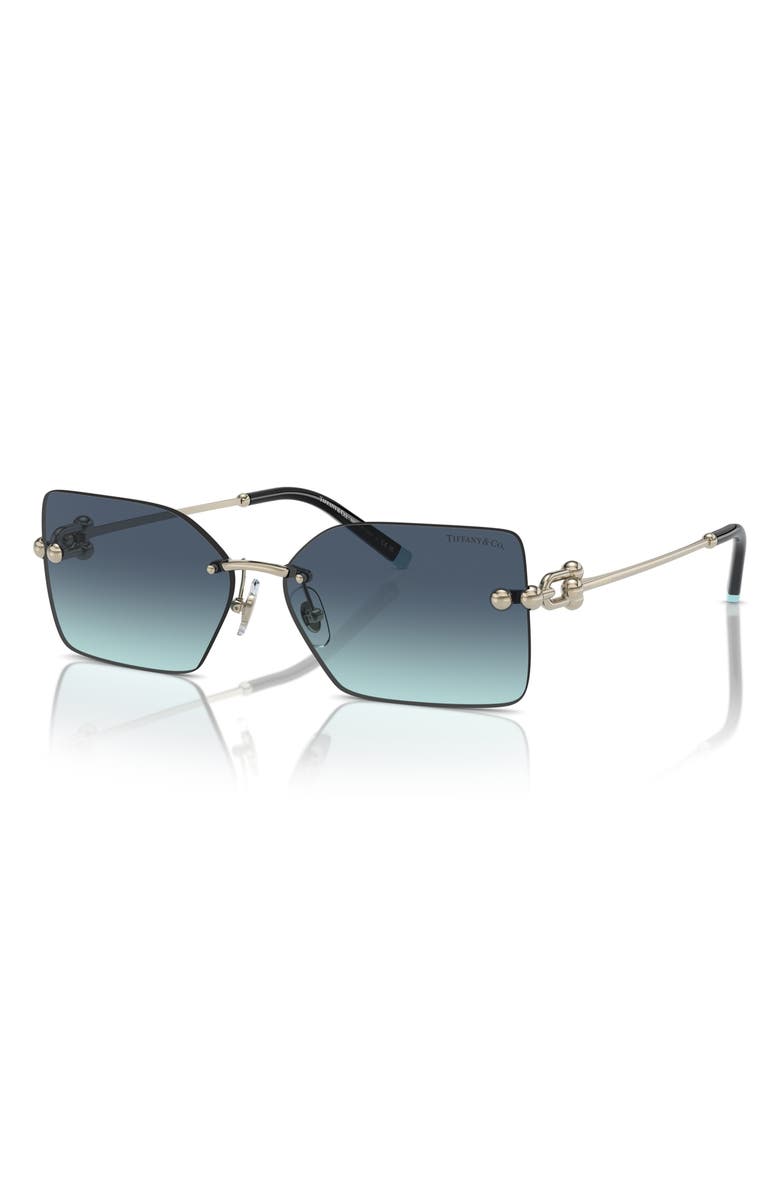 Tiffany & Co. 59mm Gradient Rectangular Sunglasses, Alternate, color, Blue Gold