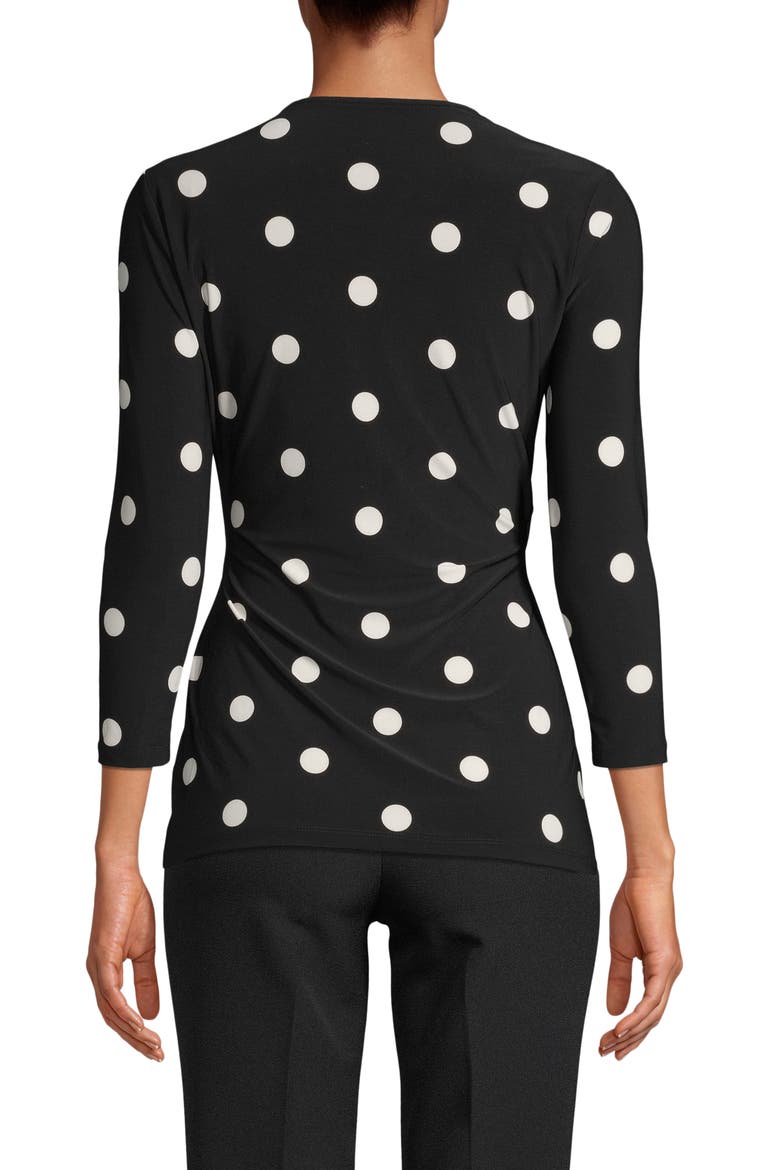 Dot Faux Wrap Top, Alternate, color, ANNE BLACK/ ANNE WHITE