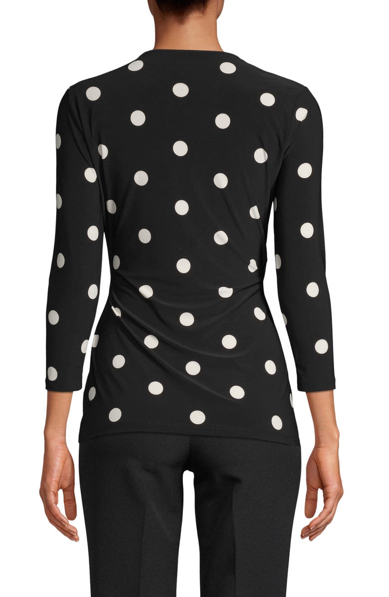 Anne Klein Dot Faux Wrap Top, Alternate, color, Anne Black/ Anne White