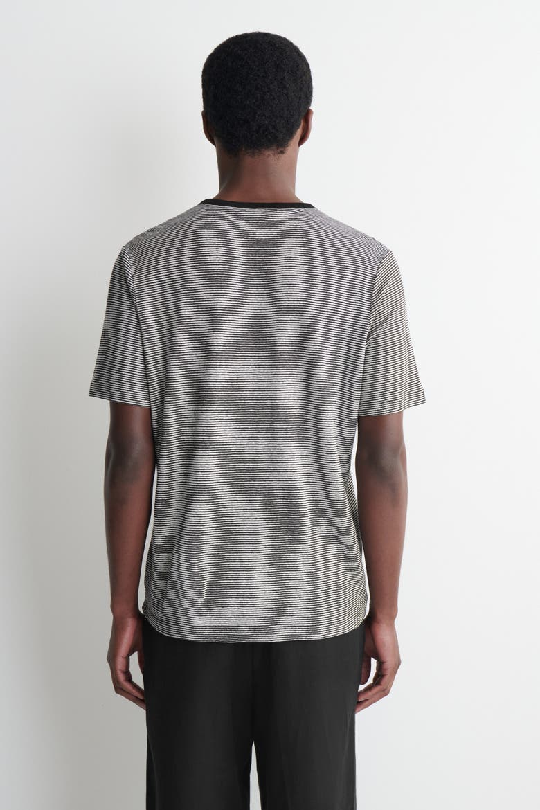 Linen-jersey T-shirt, Alternate, color, BLACK / STRIPED