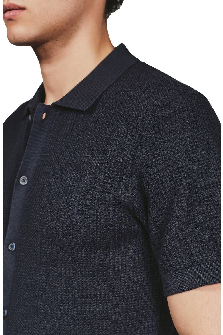 Nash Knit Short Sleeve Button-Up Shirt, Alternate, color, NAVY