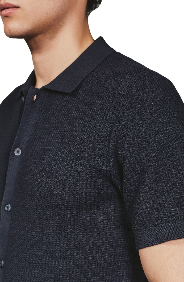 7 Diamonds Nash Knit Short Sleeve Button-Up Shirt, Alternate, color, Navy