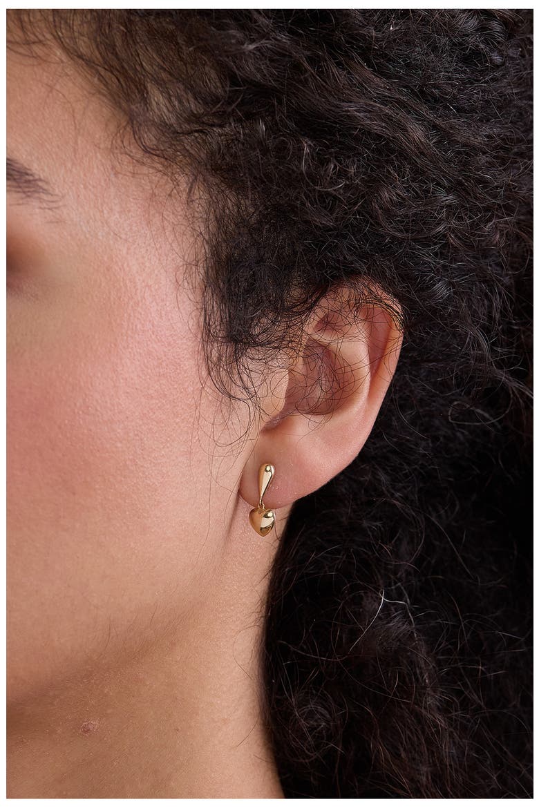 14K Gold Heart Drop Earrings, Alternate, color, 14KY